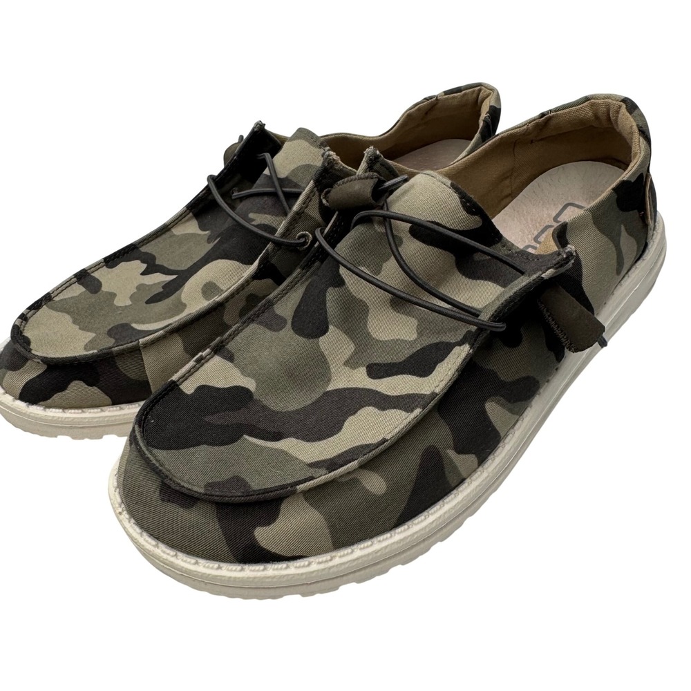 Hey Dude Wendy Camo Slip On Loafers Shoes Womens 11 Green Camouflage